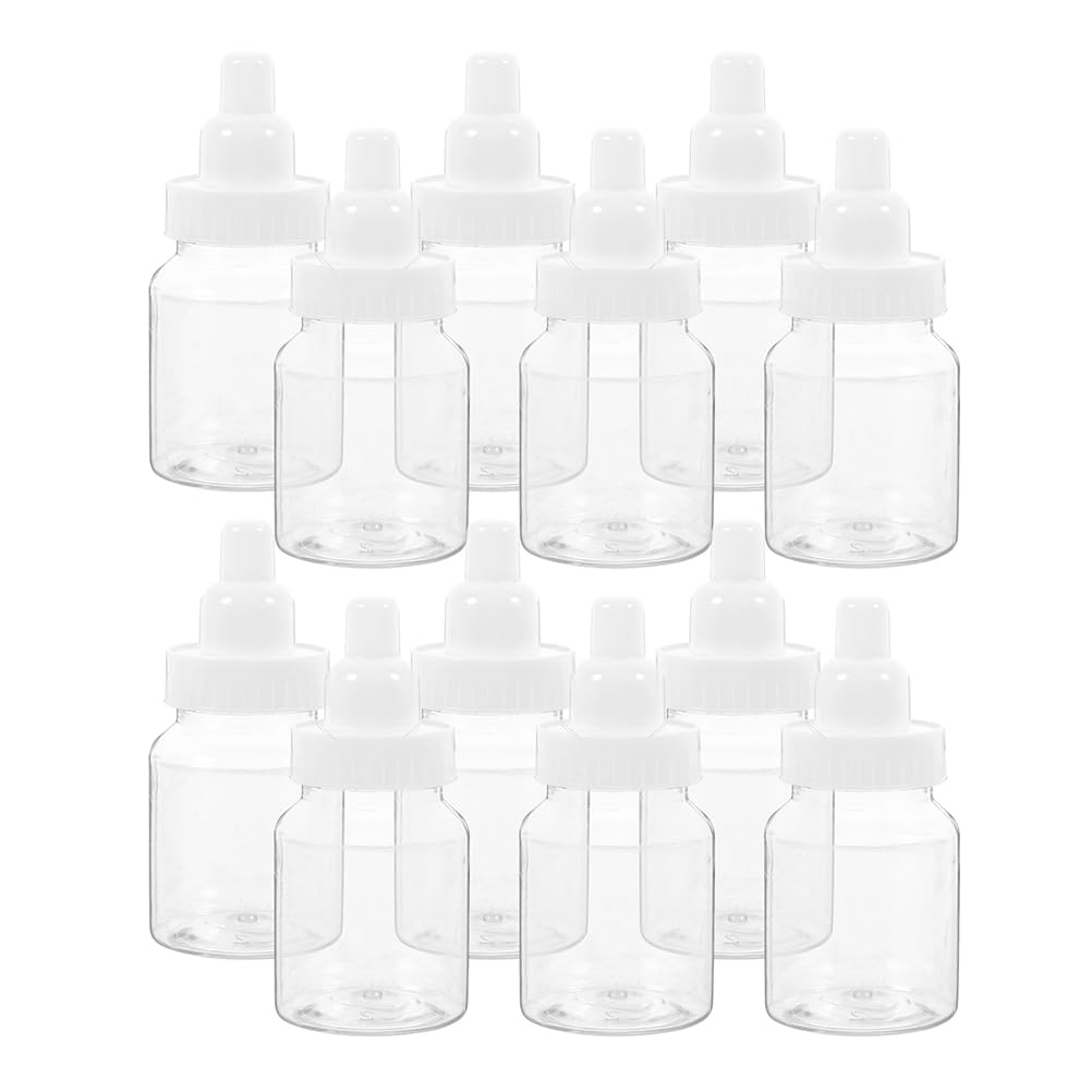 VOSAREA 20PCS Baby Mini Milk Bottle Baby Shower Party Favor Bottle Baby Shower Fillable Feeding Bottle Candy Box Small Plastic Candy Bottle DIY for Boy Girl Newborn Party Decor