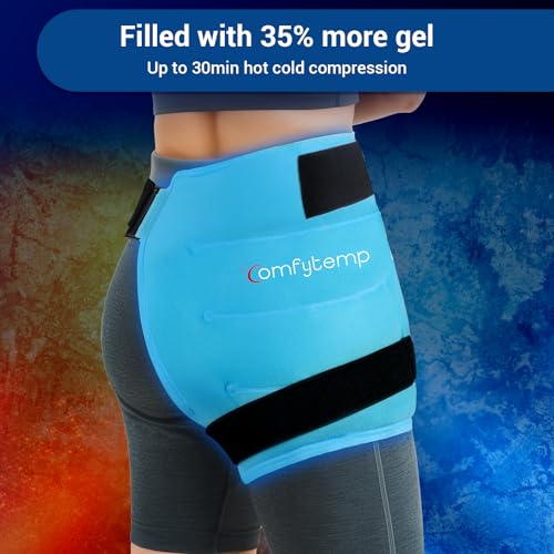 Comfytemp Hip Ice Pack Wrap for Sciatica, Hip Replacement Kit, Reusable Gel Ice Pack for Injuries, Pain Relief, Cold Compr...