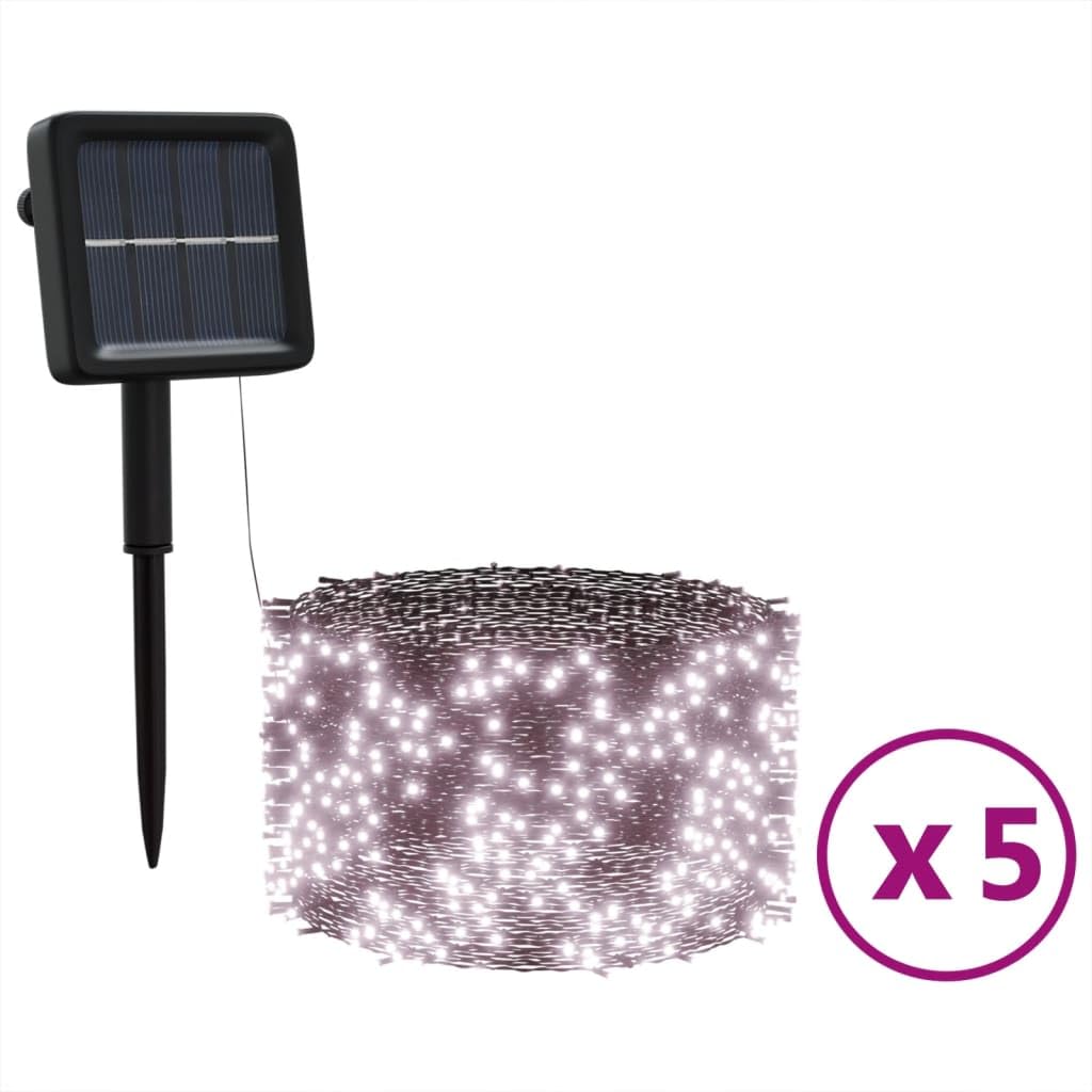 vidaXL Solar Fairy Lights Set of 5, 200 LED Warm White Bulbs, 8 Lighting Modes, Indoor/Outdoor, Model 328951, 39.4 x 0 x