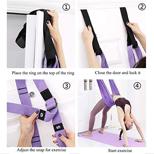 Yoga Stretching Strap, Adjustable Height Leg Stretcher Waist Back Stretch Band Aerial Yoga, Anti-gravity Inversion Exercis...