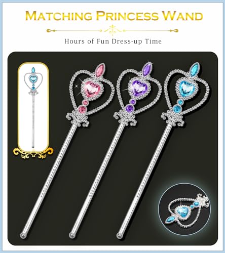 BIBUTY Princess Crown Tiara for Little Girls Princess Dress Up Accessories, 6PCS Princess Tiara Toddler Crown for Kids