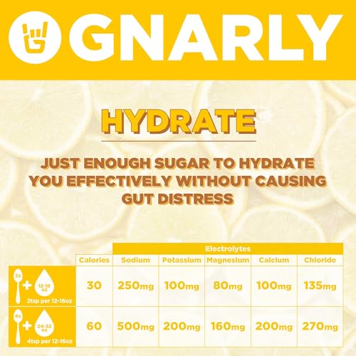 Gnarly Nutrition Hydrate Electrolyte Powder – Lemonade Exercise Hydration Drink Mix – NSF Sport Certified – Electrolyte So...