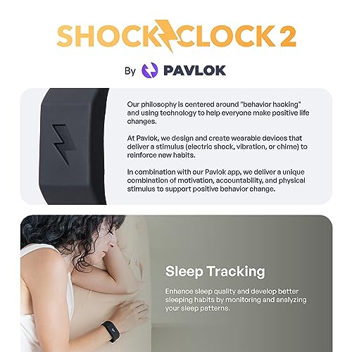 Pavlok Shock Clock 2 | Silent Alarm Clock | Ideal for Heavy Sleepers | Couples' Favorite | Wake Up On Time | Vibrating Ala...