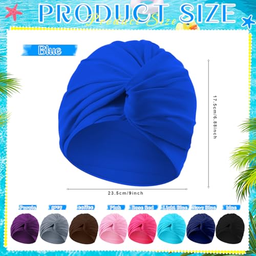 Shyyween Swim Caps for Women Polyester Turban Strong Non-Slip Swimming Hat Elastic Swimming Pool Cap for Long and Short Hair