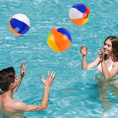 Rindion 6 Pack Beach Balls, 10 Inch Beach Balls for Kids, Rainbow Color Pool Toys Pool Balls for Swimming Pool, Beach Toys...