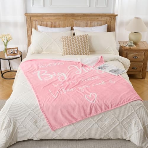 Lussena Thinking of You Gifts for Women Men – Get Well Blanket 50x60 Inch, Pink Flannel Comfort Hug Blanket, Sympathy Thro...