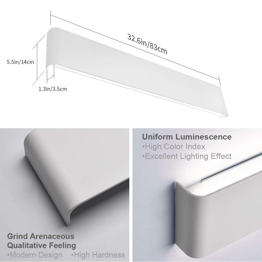 Aipsun 32.6 Inch Modern Vanity Light Fixtures Led Bathroom Wall Light Up And Down Bathroom Lighting Fixtures Cool White 5000K