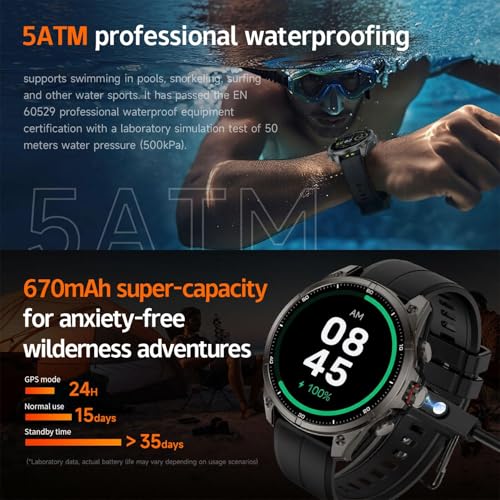 afoloery GPS Running Watch and Outdoor Smartwatch, AMOLED Display, Built-in LED Flashlight,Multisport GPS Smartwatch,5ATM ...