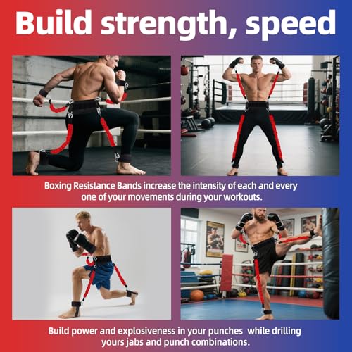 Boxing Resistance Bands Set for Boxing MMA Martial Arts Training Equipment, 150lbs Exercise Bands with Cuffs & Belt, Worko...