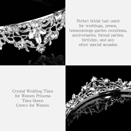 Amariver Silver Wedding Crown Crystal Small Tiara for Women Queen Crowns Princess Headband Rhinestones Tiaras for Bride Sp...