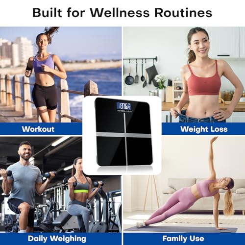 Smart Body Weight Scale, Digital Bathroom Scale, Measures BMI and Body Composition, Equipped with a Smartphone app, Maximu...