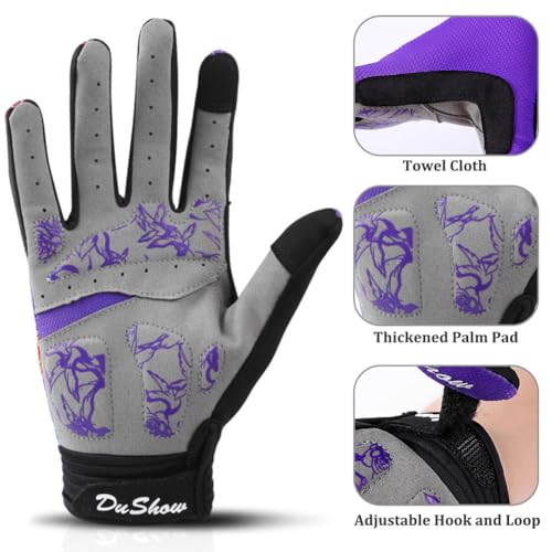 DuShow Bike Gloves for Women Cycling,Pink Floral Workout Gloves Women,Full Finger Biking Driving Riding Gloves for Women,G...
