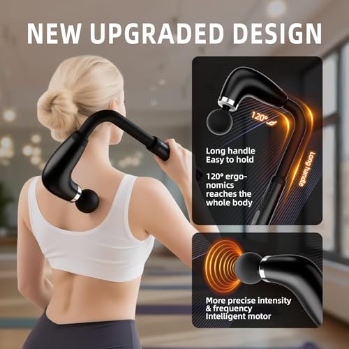 BEONISI Massage Gun with Upgraded Extension Handle,Back Massage Gun Deep Tissue,Back Massager for Pain Relief for Muscles ...