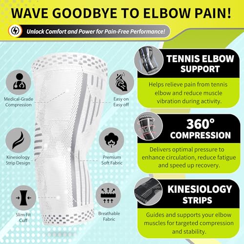 BLITZU Elbow Compression Sleeve for Tendonitis 2 Pack, Tennis Elbow Brace Support for Men and Women Golfers Elbow Pain Rel...