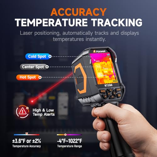 FOXWELL RT280 Thermal Imaging Camera, 320 X 240 2.8" LCD Screen Thermal Camera, TISR Resolution 240 x 180, 25Hz Handheld I...