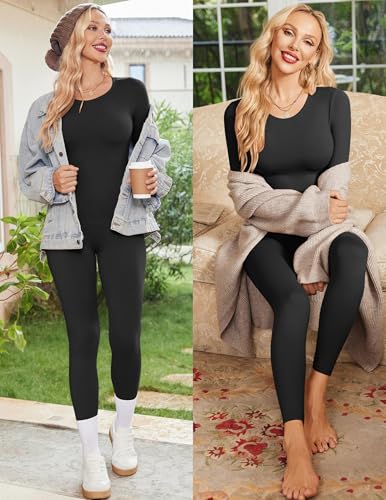 Ekouaer Womens Thermal Underwear Sets Long Johns Long Sleeve Base Layer Pajama Top and Leggings Set Cold Weather S-XXL