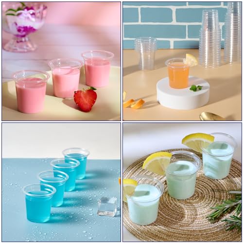 JOLLY CHEF 500 Pack Plastic Shot Glasses, 1 oz Clear Disposable Jelly Cups Reusable Perfect for Wine Tasting, Whiskey, Foo...