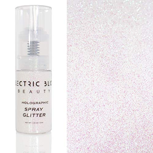 Iridescent White Glitter Spray - 30g Loose, Face, Hair, Eye & Body Glitter for Women - Rave & Festival Accessory - Cosmeti...