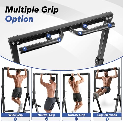 Foldable Pull Up Bar Free Standing, Strength Training Pull-up Bars Adjustable Pull Up Station, Power Tower Pull Up Bar Mul...