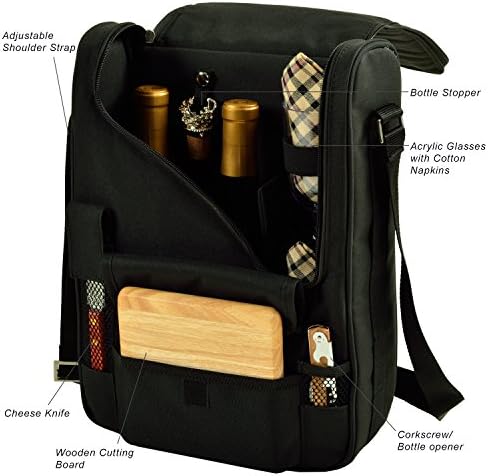 Army Black Knights Licensed Deluxe Wine Carrier with Wine Glasses and Accessories for Two Assembled & Quality Approved in The USA