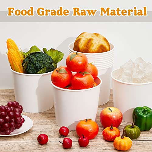 Hoolerry 50 Pcs Disposable Paper Bucket 85 oz White Cardboard Ice Bucket Bulk Ice Holder for Party Food Container Supplies