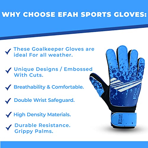 EFAH SPORTS Soccer Goalkeeper Gloves for Kids Boys Children Youth Football Goalie Gloves with Strong Grips