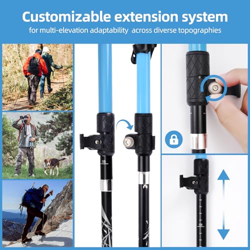 Folding Trekking Poles with an Outdoor Compass, Adjustable Rod Length，Lightweight & Foldable Walking Sticks for City Stree...