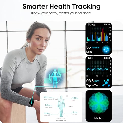 Smart Watch for Men Women with Bluetooth Calls, Blood Pressure Heart Rate Blood Oxygen Stress HRV Monitor Sleep Tracker, 1...