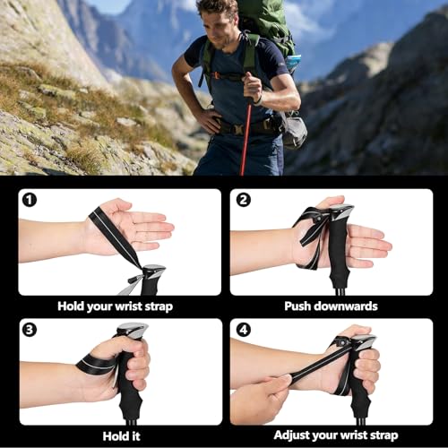 Deepfeel Collapsible Trekking Pole Adjustable Hiking Pole - Aluminum Alloy 7075 Walking Stick with Telescopic & Foldable T...