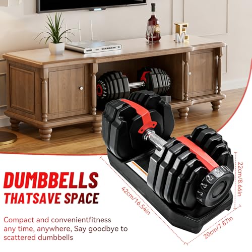 Adjustable Dumbbell 25LB, 2-in-1 Weight with Anti-Slip Handle, Fast Weight Adjustment for Home Gym, Strength Training for ...