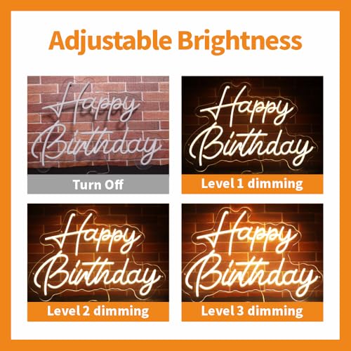 Happy Birthday Neon Sign for Party Backdrop Wall Decor Super Large Size 22x16.9 Inch Happy Birthday LED Sign Light Up Sign...