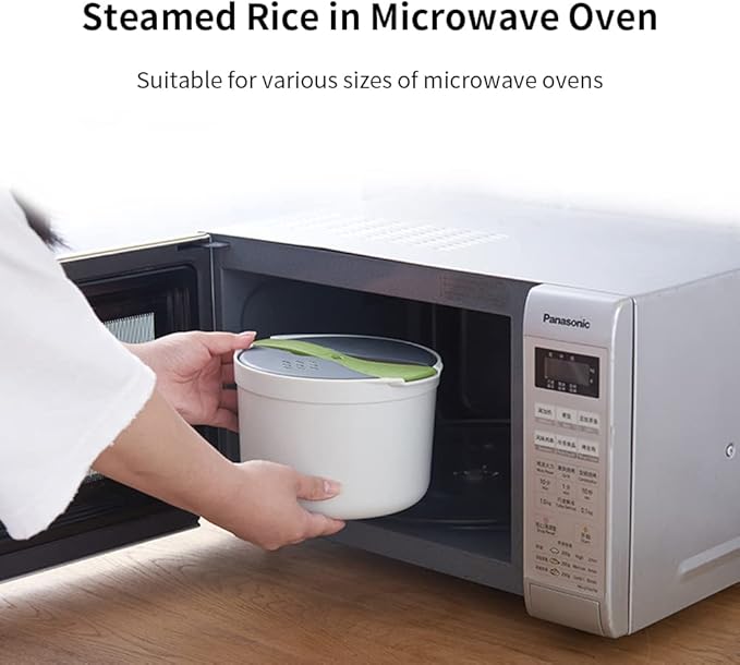 Microwave Rice Cooker, 2L Microwave Rice Steamer Pasta Cooker, Food Grade PP Microwave Rice Cooker, Strainer and Steamer Pot Set,4PCS(COLOR:green)