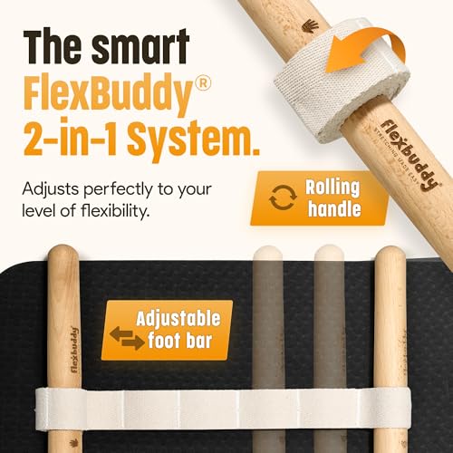 FlexBuddy® Stretching Tool – 2-in-1 Flexibility & Back Trainer | Daily Mobility & Pain Relief | Compact Stretch Aid for Ho...