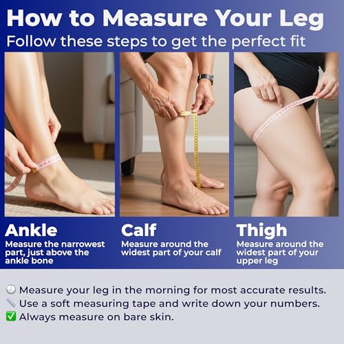 Mojo Compression Socks - 20-30mmHg Graduated Support Thigh-Hi Leg Sleeves with Grip Top - 10 Sizes, 5 Colors - Reduces Swe...