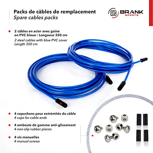BRANK SPORTS® Pack of 2 Replacement Steel Ropes for all Jump Ropes | Length 12' | 2 Diameters and 7 Colors to Choose From...