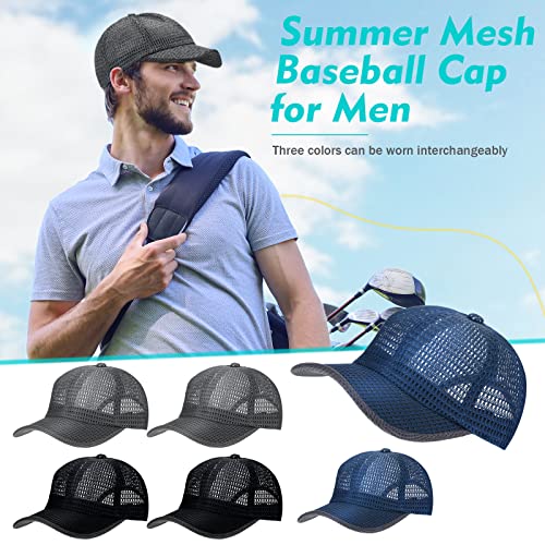 Handepo 6 Pcs Summer Mesh Baseball Cap Breathable Trucker Mesh Hat for Men Women Outdoor Sports Running Caps Cooling Light...