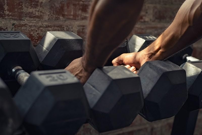Signature Fitness Rubber Encased Hex Weights Dumbbells Pair, Exercise & Fitness Dumbbells for Home Gym Training
