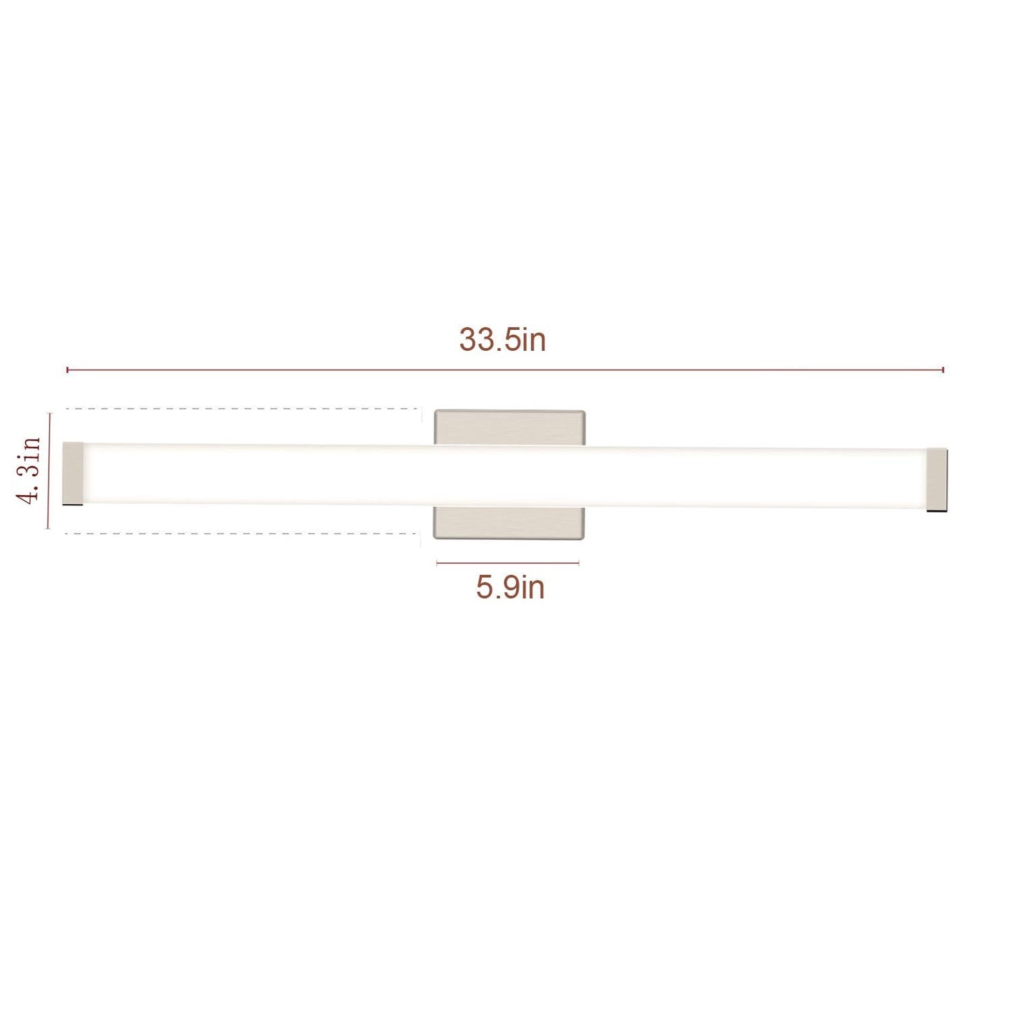 YHTlaeh Bathroom Vanity Light LED 24 inch 14W 4000K Brushed Nickel Square Wall Bar Lighting Fixture, Model 7610
