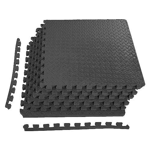 BalanceFrom 24x24 Inch EVA Interlocking Foam Exercise Tile Mat – Non-Slip Puzzle Flooring for Home Gym, Fitness Studio, or...