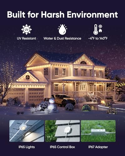 eufy Permanent Outdoor Lights E22, 100ft with 60 Triple-LED Lights, Smart RGBWW for Christmas, Daily and Holiday, Up to IP...