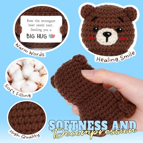 Glydein Get Well Gifts for Women After Surgery, Handmade Positive Bear Crochet Decor, Thinking of You Feel Better Gift for...