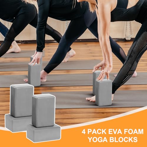 4 Pack Yoga Blocks - Premium EVA Foam Blocks for Pilates Workout, Stretching, Meditation - Yoga Brick for Flexibility, Bal...