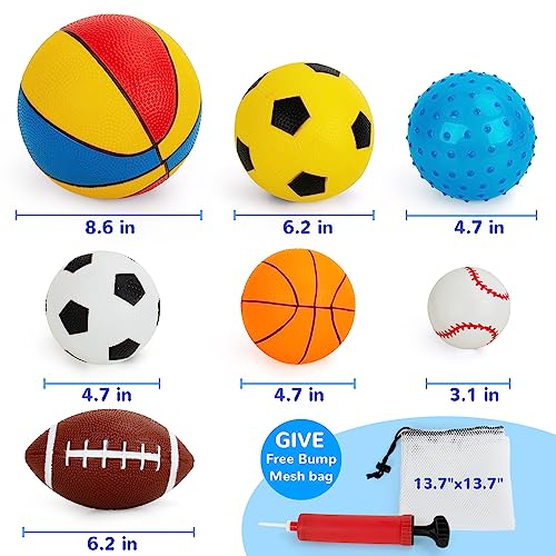 Balls for Toddlers 1-3,Toddler Sports Toys,Set of 7 Kids Ball Soft Foam Baby Sports Balls- Soccer Ball Basketball Baseball...