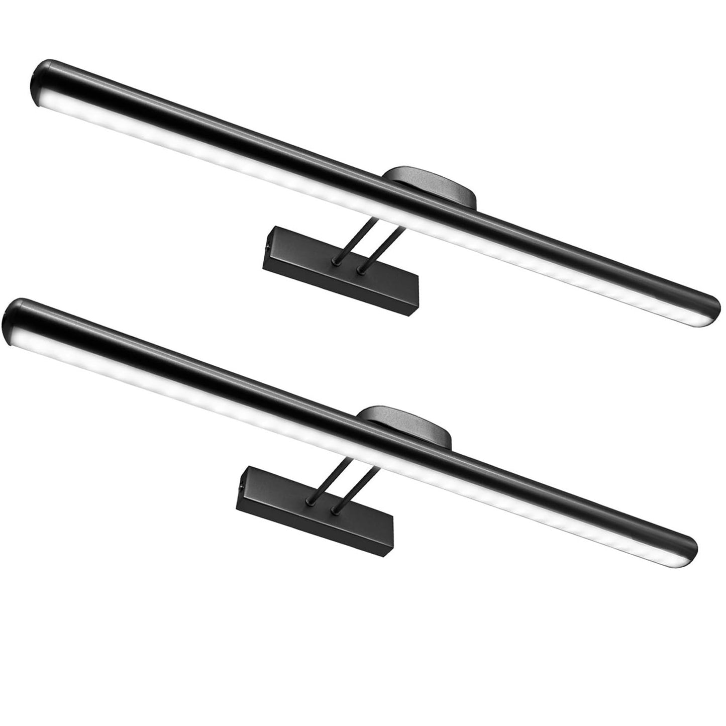 MQOUO 24.4" Wireless Picture Lights, Rechargeable Battery Art Display Light with Remote Control, Dimmable/Timer Off Dartboard Light, 3 Lighting Modes Full Metal Painting Display Lights (Black-2Pack)
