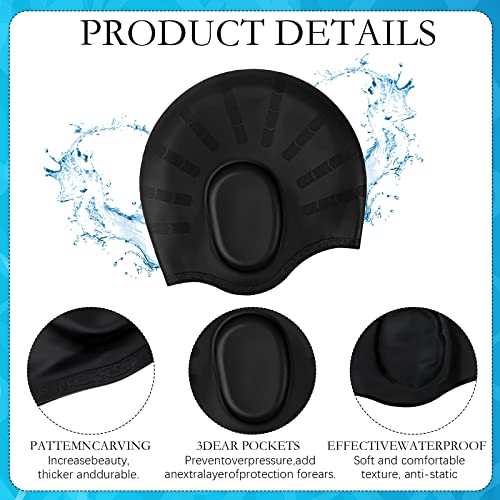 4 Pack Swim Caps for Kids Swimming Cap and Goggles for Boys Girls Silicone Swim Bath Hats with Ear Plugs Nose Clip for Sho...