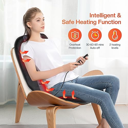 CILI Massage Chair Pad,Back Massager with Heat,Massage Seat Cushion with 10 Vibration Motors,30-60-90 Minutes Heating Opti...