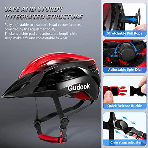Gudook Bike Helmets for Men - Women Bicycle Helmet Adult - Certified Lightweight Comfort Adjustable Cycling Helmet with De...
