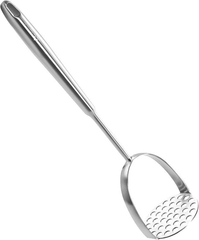 Potato Masher Stainless Steel - Mashed Potato Masher Kitchen Utensil，14" Potato Smasher For Potatoes, Bean, Vegetable & Fruits，Pet Food, Metal Avocados Smasher Tool, Dishwasher Safe, Christmas gifts