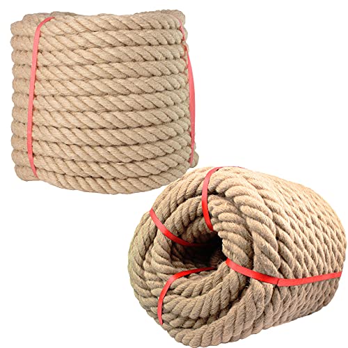 Manila Rope 1 Inch x 100 Feet, Twisted Thick Rope for Landscaping, Crafts, Sporting,Marine, Projects and Tie-Downs