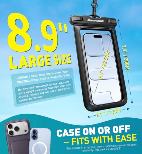 Hiearcool Waterproof Phone Pouch, IPX8 Waterproof Phone Case for iPhone 17/16/15/14 Pro Max, Cell Phone Dry Bag for Beach...